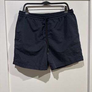 Meriggi Huckberry Mens Sz XL Beach Board Shorts Swim Trunks Navy Blue Lined 4.5"